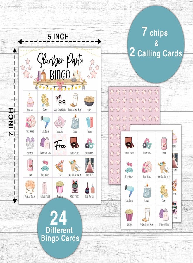 KFNER Slumber Party Bingo Games - Girls Sleepover Party Bingo Card - 24 Players Bingo Game Set for Adult Family Friends - Pajama Party Activities - Bridal Shower Party Favors Supplies -C04 - Image 2